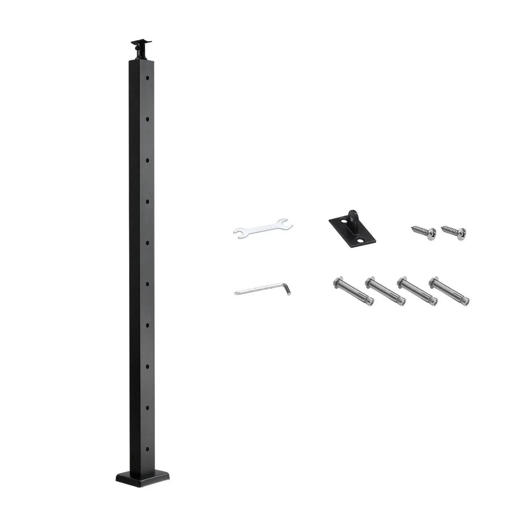 Cable Railing Post 36 inch, Stainless Steel Deck Railing Posts with Pre-Drilled Holes, Black Horizontal Railing Post Kit for Stairs, Deck, Porch - 1 Pack Horizontal Hole 91.4x5x5 cm