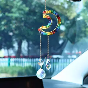 Moon Rear View Mirror Accessories,  Bead  Decor, Boho Witchy Suncatcher ,  Charm  Ornaments for Women Men