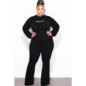 Final Sale Plus Size 2pc Ribbed Tank Jumpsuit with Pull Over Top in Charcoal Black