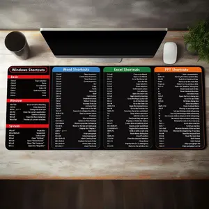 Office Software Word Excel Ppt Shortcut Key Mouse Pad, Extra Large Non-slip Desk Pad for Gamer, Office & Home, Corporate Work Desk Accessories, Summer Essentials