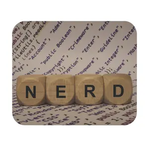 NERD Wooden Blocks Mouse Pad - Coding Background Programmer Desk Mat for Computer Office Use
