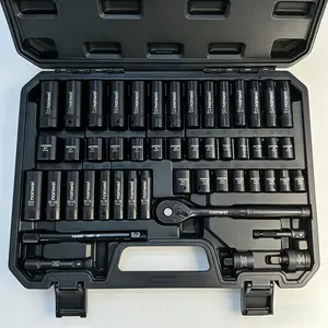 3/8 Inch Drive Impact Socket Set, Metric (8-22 Mm), SAE (5/16 - 3/4 Inch), 6 Points, Cr-V Material, With Adapter Ratchet Handle And Storage Box - Professional/maintenance Personnel Set, A Great Choice For Daily Use And As A Gift.