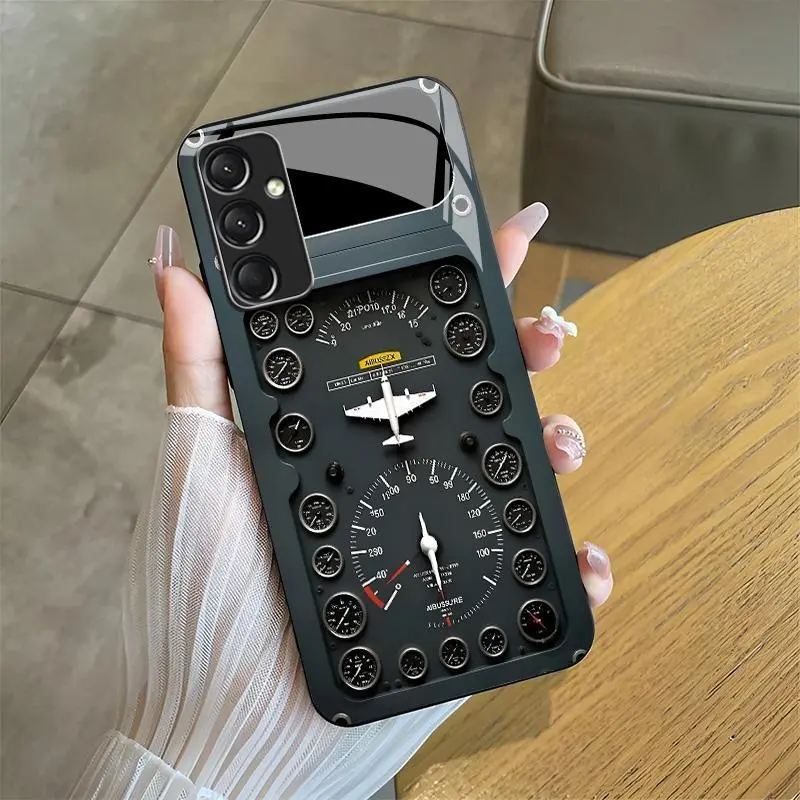 Aviation Theme Glass Smartphone Casing - Unique Aircraft Design for Galaxy A14 5G, Handheld Cellphone Accessories.666