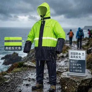 Men's and Women's Waterproof Lightweight Rain Suit Set with Hooded Jacket and Pants - Full Coverage Outdoor Rain Gear for Hiking Camping Fishing Cycling Work Windproof Breathable Comfortable