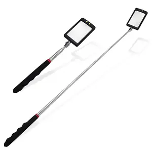 2 count Telescoping Lighted Inspection Mirror, 360 Rotation Mechanics Mirror Tool with 34.5" Long Extension Handle, Flexible Inspection Lighted Tool on a Stick for Mechanic,  Inspector, Automotive