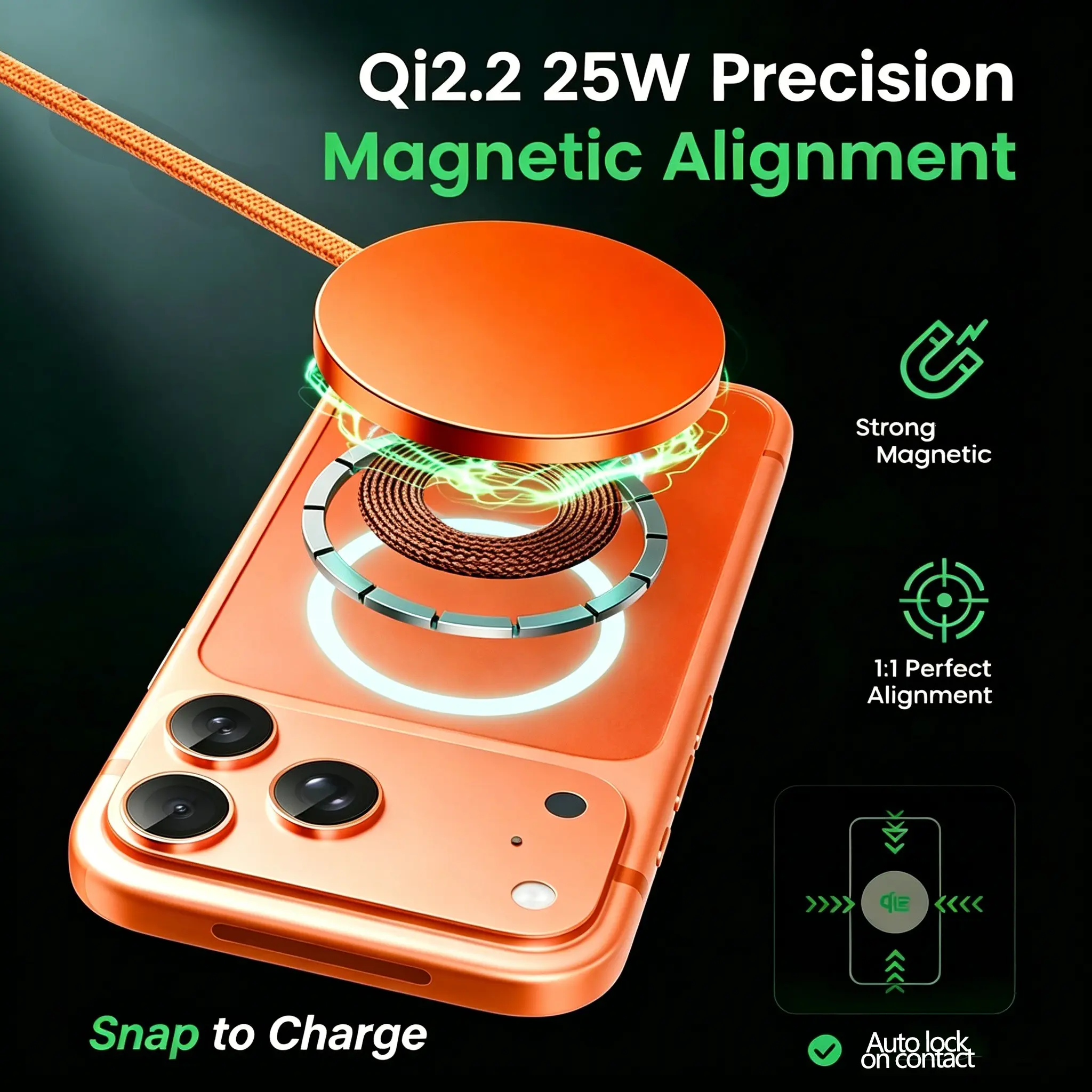 25w Qi2.2 3-In-1 Magnetic Wireless Charger, Qi Fast Charging Station, Magnetic Charging Dock, Charges for Cellphone, Earphones, Watch, Efficient and Convenient