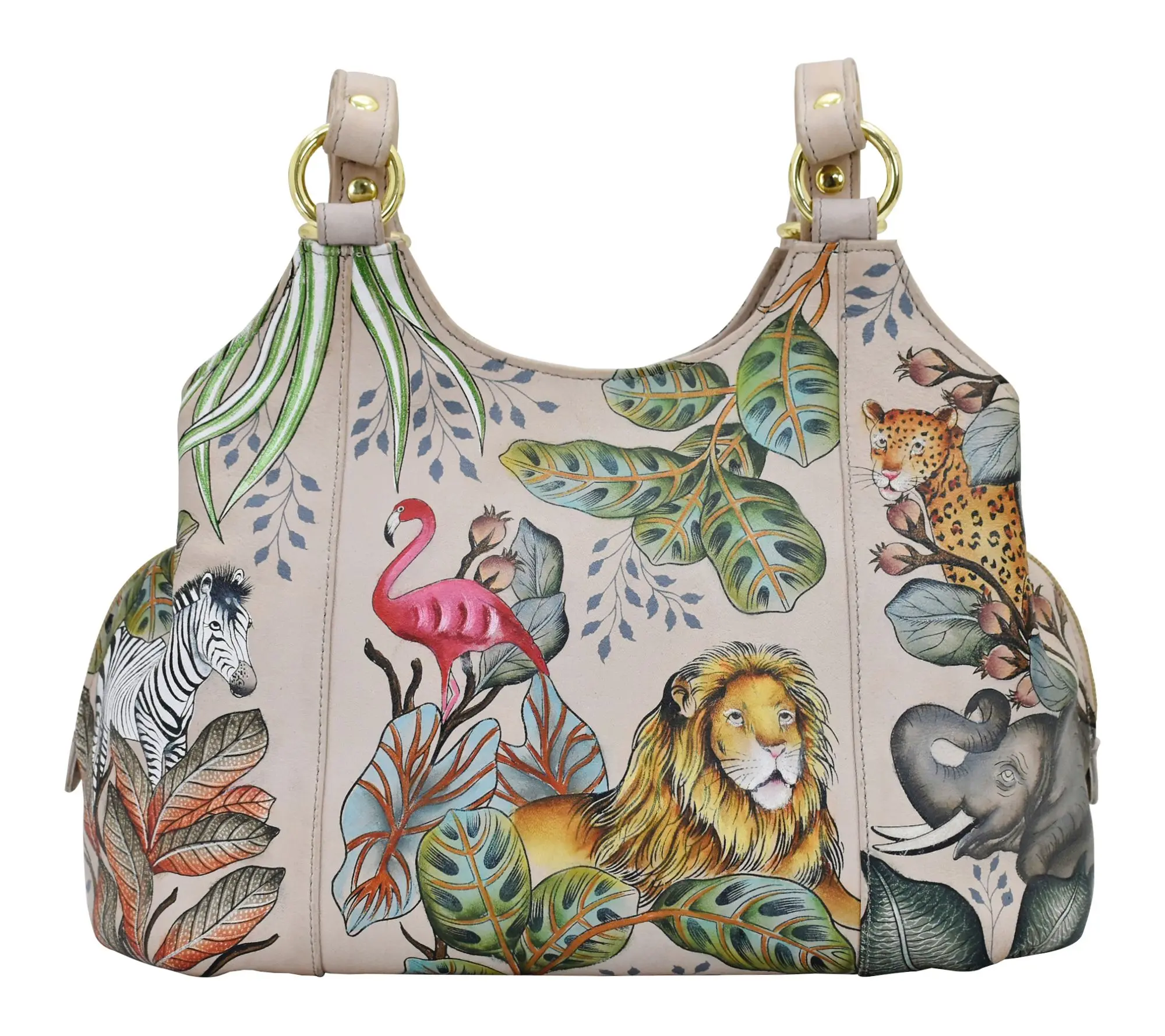 Anushcka Painted Leather Triple Compartment Satchel