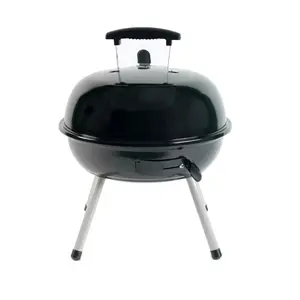 14.5'' Steel Portable Charcoal Grill, Black，Easy to adjust dampers，Black Porcelain coated lid with adjustable Stainless steel air damper