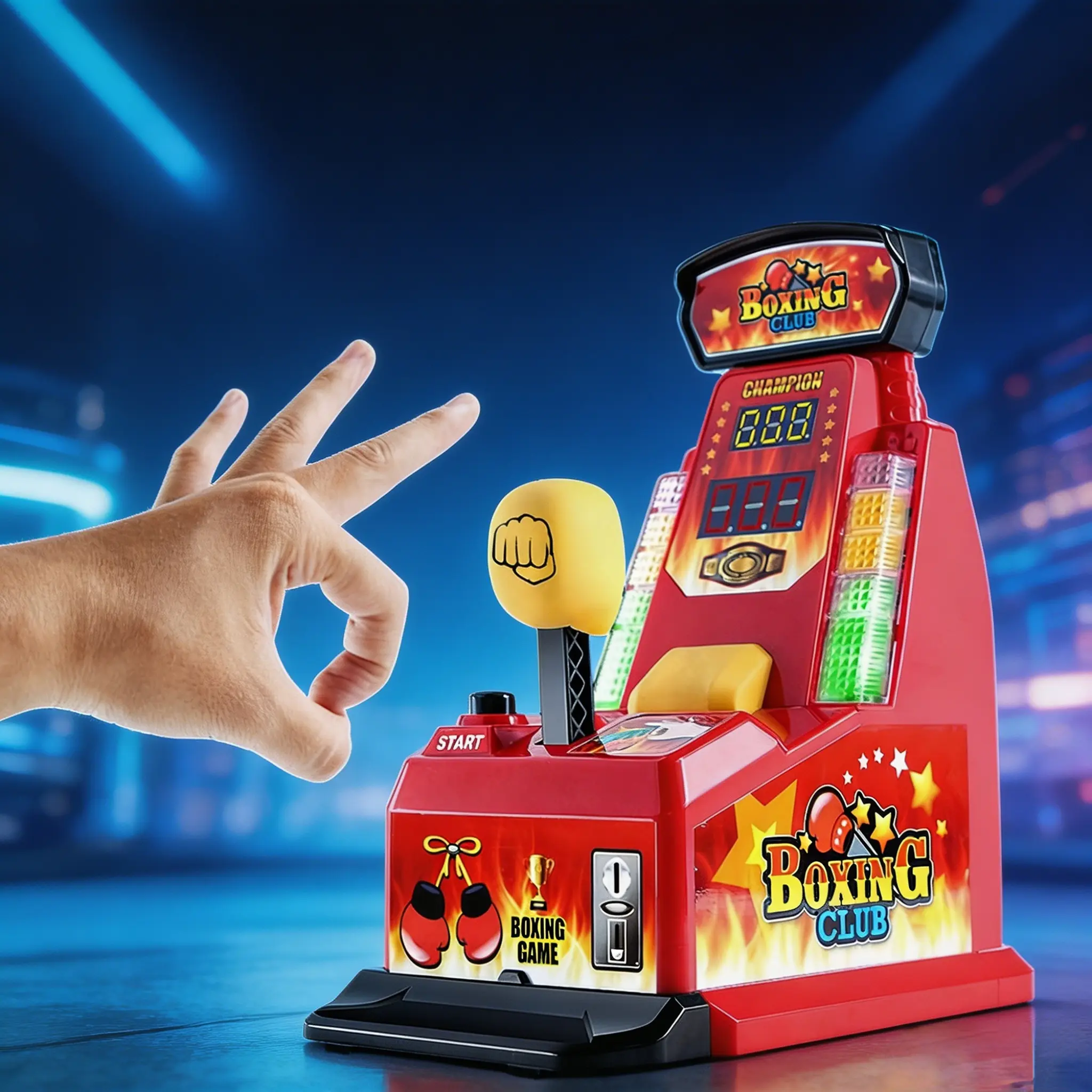 Finger Boxing Toy - Unisex Plastic Body Power Finger Integrator Machine, Novelty Game, Bar Party Activity, Christmas Kids Gift (Requires Batteries)