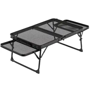3FT Sturdy Aluminum Alloy Portable Picnic Table with Wing Panels - Lightweight, Space-Saving Camping Furniture with Foldable Frame, Sturdy Legs, All-in-1 Compact Design (35.4" L x 12.3" W x 10.4" H) for Campfire-BBQ Parties, Easy-Carry