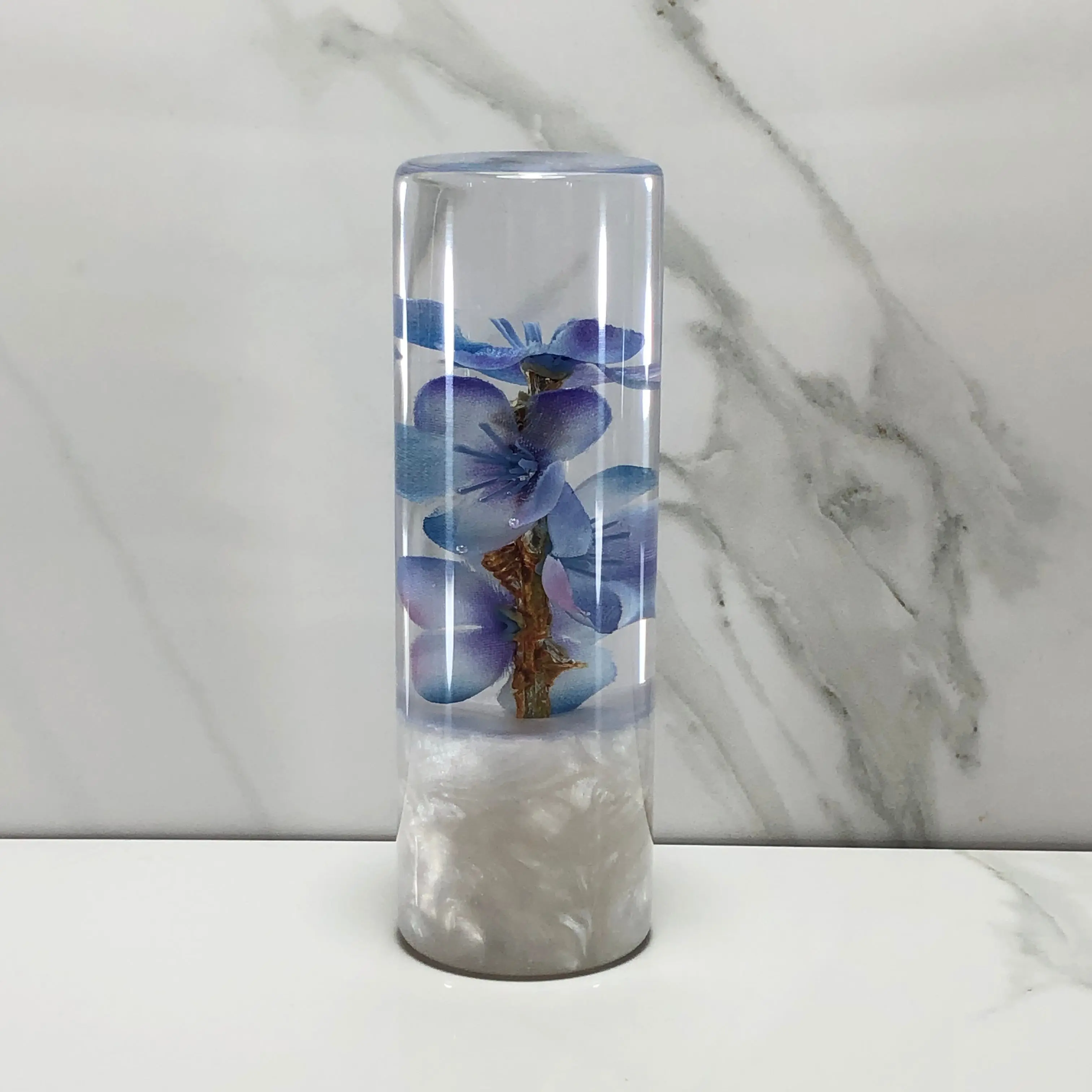 Mr__Grip Flower Shift Knob - Blue and Purple Cherry Blossom Design, Resin Construction, 4 Inch Size jdm