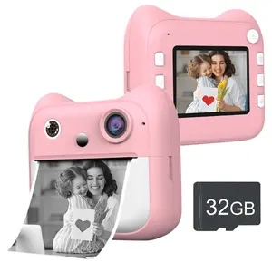 Instant Camera with 32GB SD Card, Portable Camera, USB Rechargeable Camera with 1 Roll Photo Paper, HD Screen Video Recording Camera for 3-8 Years Old Kids,Boys & Men gifts