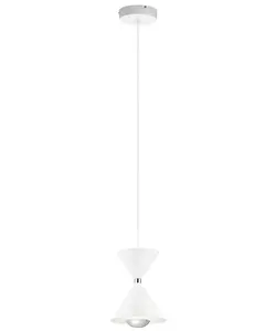 Kordan 8"W 1-Light LED Matte White  Metal Hourglass Mini Pendant Light Fixture by Kichler