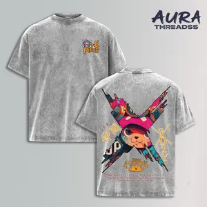 One Piece Tony Tony Chopper Anime T-Shirt, Vintage Washed Graphic Tee, Retro 90s Streetwear Oversized Shirt, Chopper 3D2Y Harajuku Style Manga Tshirt, High Quality Cotton Anime Merch for Men Women