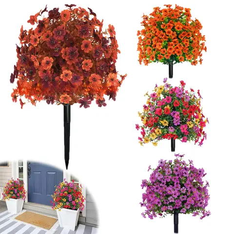 Lightweight Fake Flower Bouquet - Colorful Plastic Daisies with Eucalyptus Leaves, Boxwood Greenery, Long-Lasting Bouquet Flowers for Living Room Decor, Balcony Accents