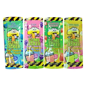Slime Licker Sour Boba Popping Pearls – Green Apple, Blue Raspberry, Grape & Strawberry Lemonade – Tangy Burst-Filled Toppings for Drinks & Snacks Beverage