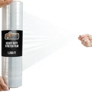 Gorilla Grip 500% Stretch Film Heavy Duty Plastic, 1200ft Shrink Wrap Roll Puncture Resistant, Industrial Strength for Shipping, Pallet Storing, Moving, Packing Furniture Protection