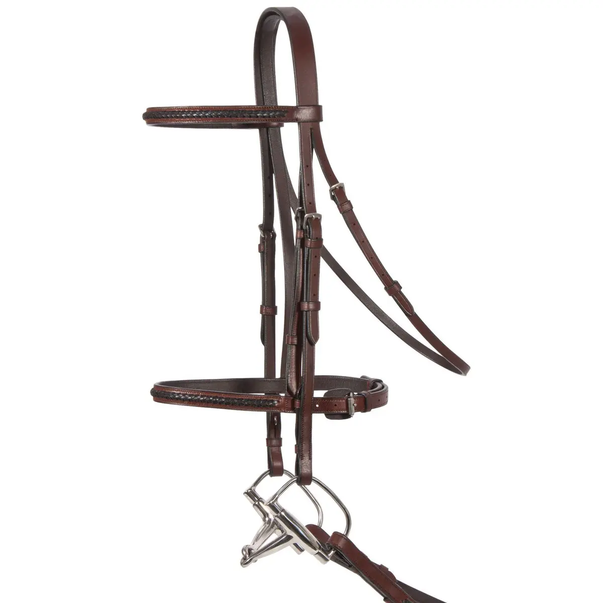 Hand-Oiled Leather Raised Braided Hunter Bridle Set - English Tack with Laced Reins, English Tradition, Heavy-Duty Hardware, Hook-and-Stud Bit Ends, Braided Trim, Chestnut Lace, Hand-Crafted for Show Riding
