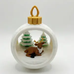 Magical 3D Printed Reindeer Snow Globe Christmas Ornament Handmade Holiday Decor