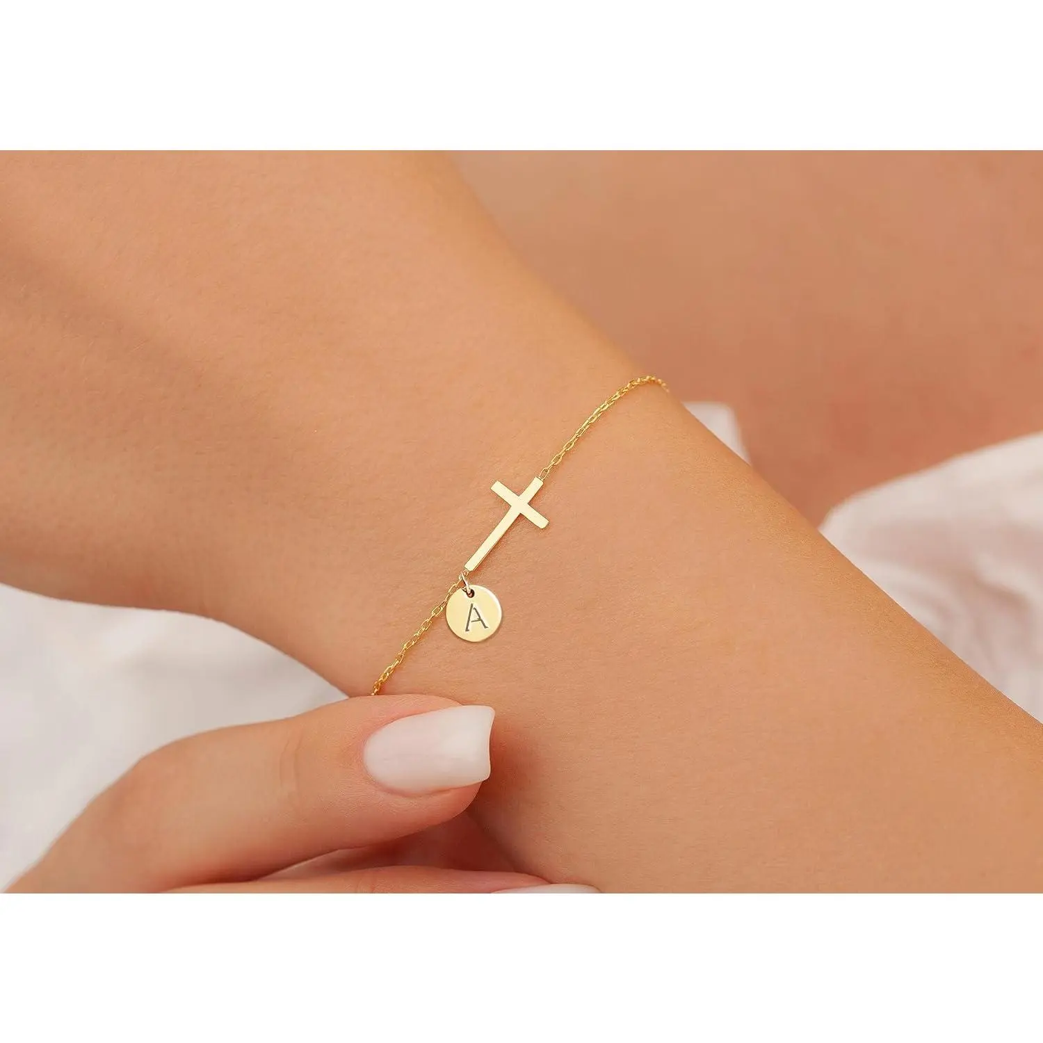 Stocking Stuffers for Teens Women, Cross Bracelet for Women Graduation Gift Dainty Cross Bracelet with Initials Christian Gifts for Women Teen Girl Gift Confirmation Baptism Religious Jewelry Birthday Mothers Day Gifts