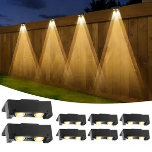 Solar Fence Lights Outdoor 12 Color Changing LED Deck Lights IP65 Waterproof Black Auto On/Off for Patio Yard Pool Garden Pathway