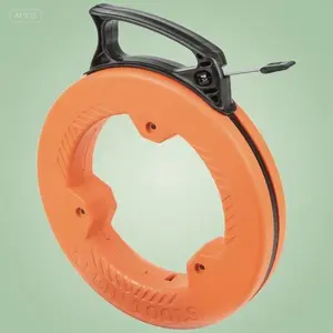 25-Foot Electrical Fish Tape with Slim Plastic Tip, 1/4-Inch Wide Spring Steel for Easy Wiring, Laser Etched 1-Foot Markings, Durable and Flexible for Professional Use hes  vy  duty carpet  tape pandikit