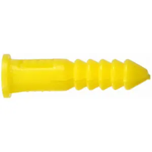 Hillman Fasteners 370326 1 in. Yellow Ribbed Tapered Plastic Anchor- 100 Pack