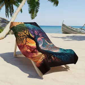 1pc Tree Pattern Beach Towel, Quick Drying Absorbent Microfiber Beach Towel, Soft Beach Blanket, For Outdoor Travel Camping Swimming Yoga, Beach Essentials