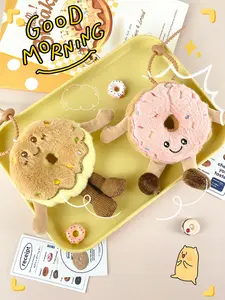 Round Donut Design Plush Keychain, Cute Donut Charm, Fashion Accessories for Women & Men, Trendy All-match & Exquisite Keychain for Birthday Gift