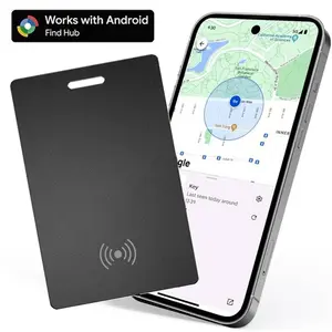 Android Wallet Tracker, Google Certified BT-compatible Item Locator, Thin Rechargeable Waterproof Smart Card Tracker for Google Find HUB APP