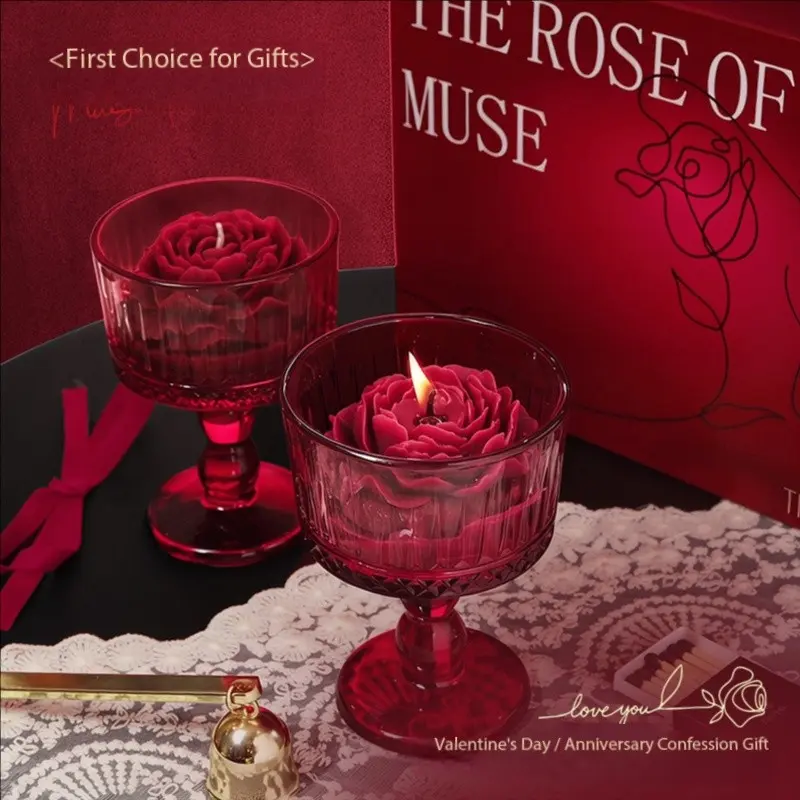 Romantic Rose Scented Candle Gift Set, Atmosphere Fragrance Gift, Indoor Decoration, Birthday Gift, Festival Gift, Wedding Souvenir