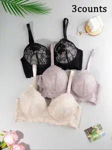 Women's Fashion Chic Elegant Feminine Floral Lace Bra Set, Underwire Support, Adjustable Strap, Medium Support, All Seasons, Comfort Fit, Multiple Sizes Available