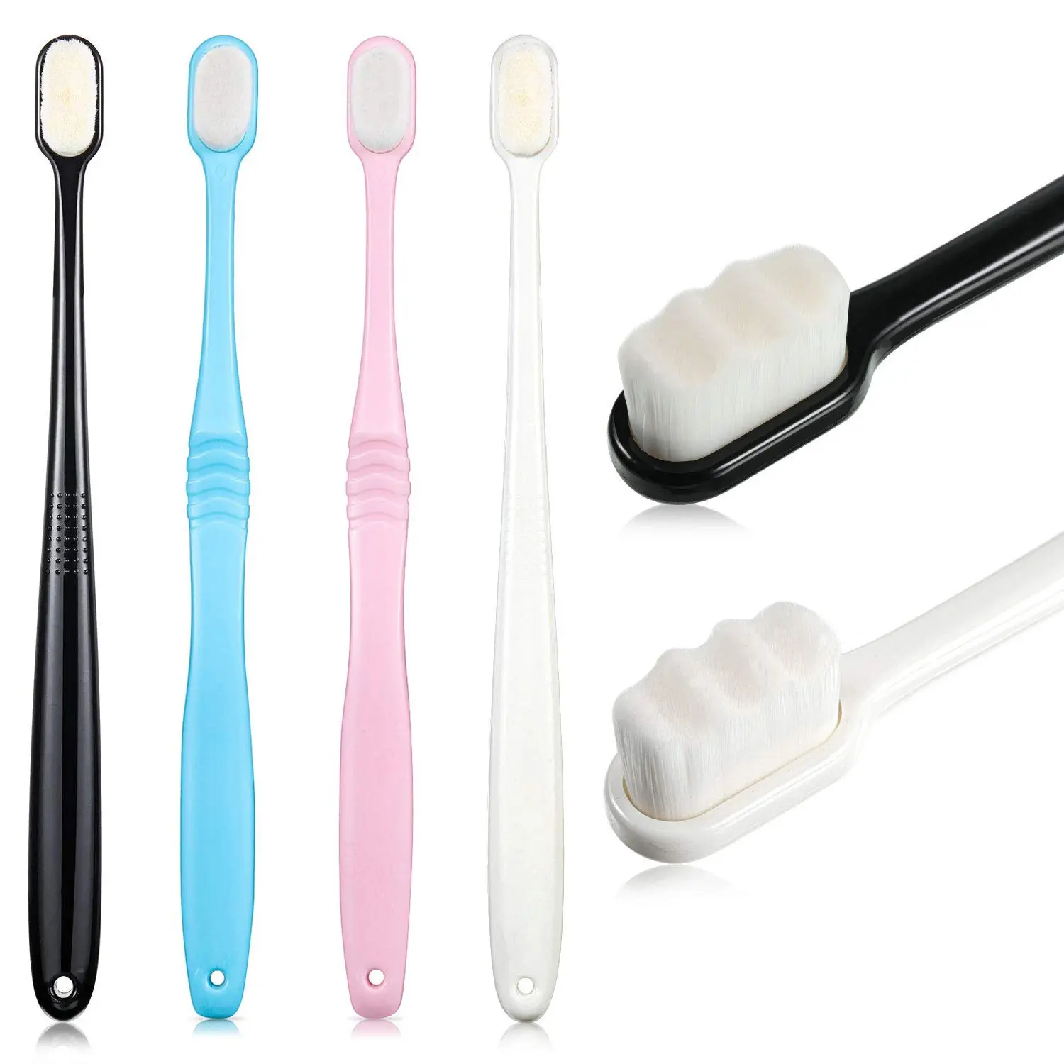 Oral Soft Bristle Manual Toothbrushes (4-Pack Family Pack for Adults) - 20,000 Bristles, Deep Cleanse, Gentle on Sensitive Teeth, Tongue Cleaner, Back Bump, Anti-Oxidants, Ideal Gifts, Deep Cleaning Toothbrushes, Gentle On Gums Toothbrushes