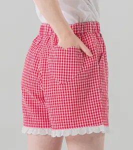 I LOVE J moncherry plaid shorts