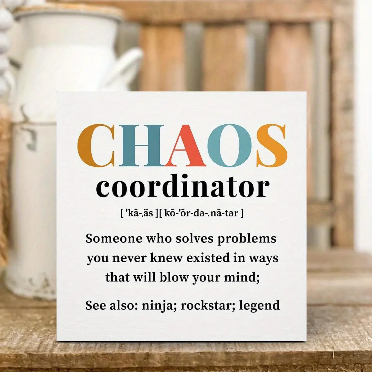 Chaos Coordinator Letter Pattern Ornament, Creative Desktop Decoration, Office Plaque, Home Decoration, Home Ornaments, Bookshelf Ornament, Desktop Art, Novelty Desk Decor, Home Decor Gifts
