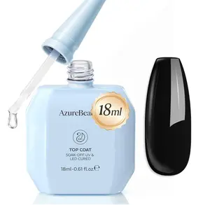 AZUREBEAUTY 18ml Gel Top Coat No Wipe High Gloss Gel Nail Clear Top Coat Long Lasting Shine Finish Soak Off UV LED Nail Lamp for Manicure