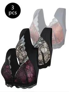 Elegant Women's Front Closure Bralette Bras, Comfortable Wire-Free Lace Lingerie Set, Easy Wear Design, Perfect for Daily Use & Special Occasions