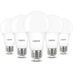 Lepro Dimmable LED Light Bulbs 60 Watt Equivalent, 9.5W 800LM Soft Warm White 2700K, A19 E26 Standard Medium Base, UL FCC Listed, 15000 Hour Lifetime, 5 Packs