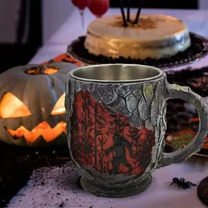 Bigfoot Witch Camping Mugs, 3D Relief Ceramic Cups, Outdoor Theme Coffee Set, Forest Magic Gift for Adventurers, Campfire Drinkware