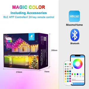 200ft/150ft/100ft/50ft Rainbow Roof Lights-intelligent Wireless APP Control, RGB IC Permanent Outdoor String Lights-perfect Decoration, Christmas Lights, Christmas Decorations For Home, Parties And Outdoor Activities, Personalized Gifts.