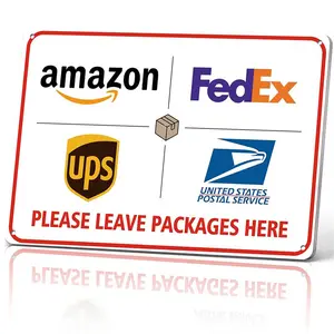 Please Leave Packages Here Metal Sign 12x8 In Aluminum, Vintage Delivery Tin Sign for Home, Porch, Entryway, Retro Package Drop Off Wall Art for Amazon, FedEx, 12x8 Inch Aluminum Plaque