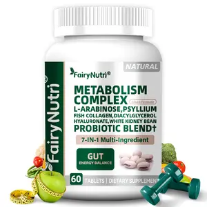 FairyNutri 7-in-1 Metabolism Supplement | L-Arabinose, White Kidney Bean Extract, Collagen & Probiotics | Carb Block, Gut Balance & Skin Glow Support | cGMP & NSF - 60 Tablets