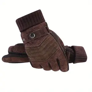 Pig Leather Gloves Male Hot Selling Outdoor Cycling Motorcycle Windproof Non-slip Plus Wool Thick Warm Touch Screen Gloves