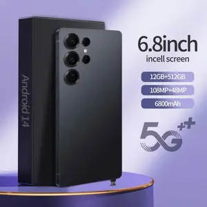 25Ultra Android Smartphone, 6.8 Inch Dual 108MP+48MP Cameras, Long-Lasting 6800mAh Battery, Fast Charging, OTG Function, Facial Recognition Unlocking, Stylus, 12GB RAM +512GB ROM, 5G Network Android 14 OS, Unlock Cellphone for Card