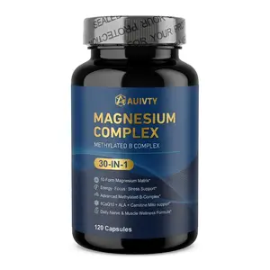 AUIVITY Magnesium Complex – 10 Form Magnesium with Methylated B-Complex, CoQ10, ALA & L-Carnitine – Supports Energy, Nerve, Muscle & Stress Balance – 120 Capsules (60 Day Supply)