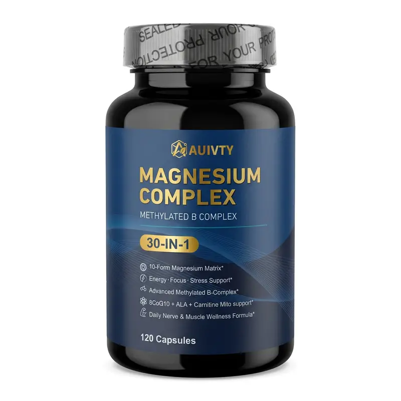 Auivty High Absorption Magnesium Complex - 10 Magnesium Forms, CoQ10 & L- Carnitine for Energy Boost, Muscle Support & Calm - 120 Caps, 60 Day Supply - TikTok Shop Auivty High Absorption Magnesium Complex - 10 Magnesium Forms, CoQ10 & L- Carnitine for Energy Boost, Muscle Support & Calm - 120 Caps, 60 Day Supply - TikTok Shop