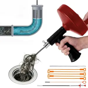 33 ft Snake For Drain,Plumbing Snake, Duty Hair Clog Remover Drain Snake Tool for Shower,, and Sink Pipes (Red)