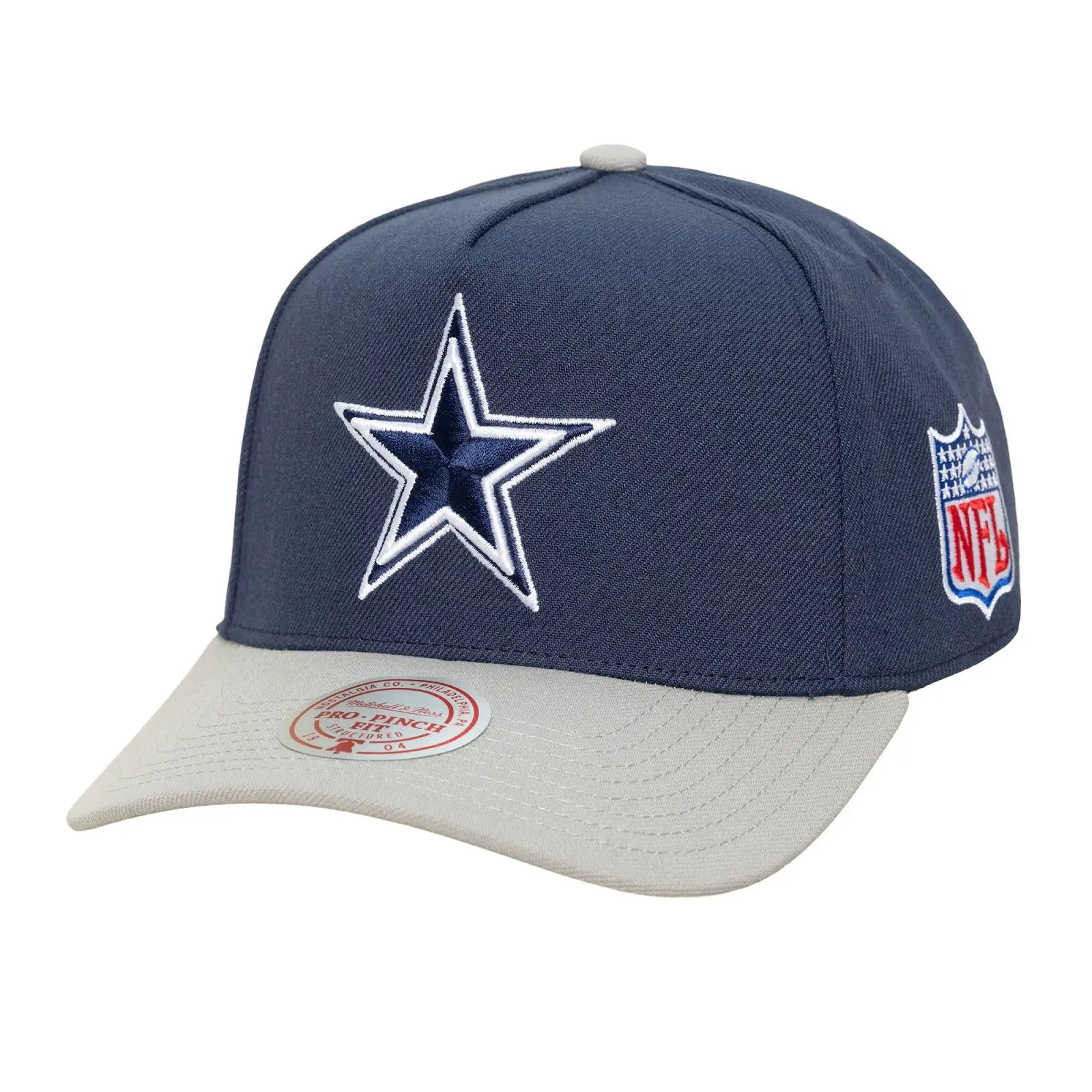 Dallas Cowboys Navy/Silver Legendary Away Pro Pinch Snapback Hat NFL Throwback Cap Adjustable Fan Gear Mitchell & Ness