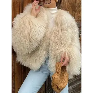 Women's Brown Winter Coat, Faux Fur Collar Machine Washable Jacket, Office & Party Outerwear