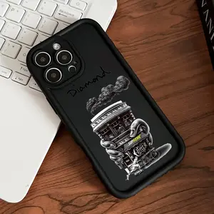 Street Brand Creative TPU Phone Case, Compatible with iPhone 16/15/14/13/12 Pro Max Multi-Camera, SUPREME Logo Architecture Hand, Shockproof Black Soft Case